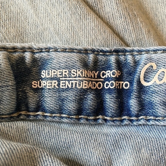 Cat & Jack Stretch Crop Denim BlueJeans Youth Girls 14 Adjustable Waist Raw Hem - Picture 4 of 11